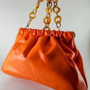 Burnt Sunset Faux Leather Chain Clutch – Bold & Radiant Elegance P 123